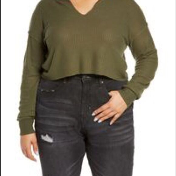 BP Crop Waffle Knit Sweater - Picture 1 of 7